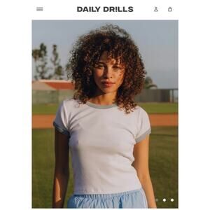 Daily Drills Ribbed Baby Tee White & Mist M/L